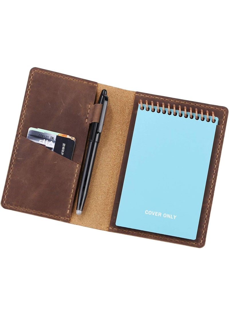 Robrasim Leather Journal Cover for 35 x 55 Pocket Size Notebook With Pen Loop Leather Cover Compatible with Rocketbook Notebook Mini Size  Brown  - Image 1