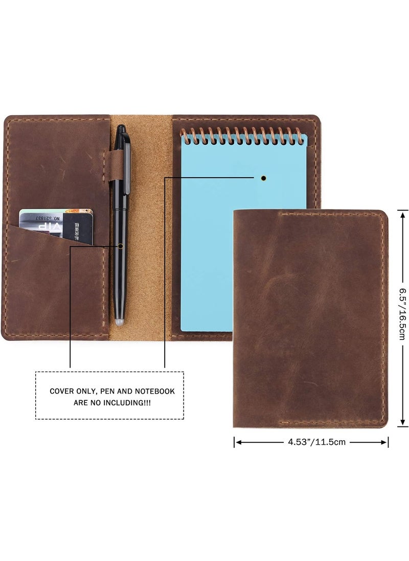 Robrasim Leather Journal Cover for 35 x 55 Pocket Size Notebook With Pen Loop Leather Cover Compatible with Rocketbook Notebook Mini Size  Brown  - Image 3