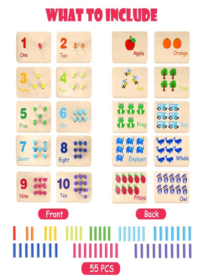 Gserin Wooden Counting Numbers Peg Board for Kids, Montessori Math Toy for Toddlers, Math Manipulatives Preschool Early Learning Educational Materials for Kids 3 4 5 6 7 - Image 4