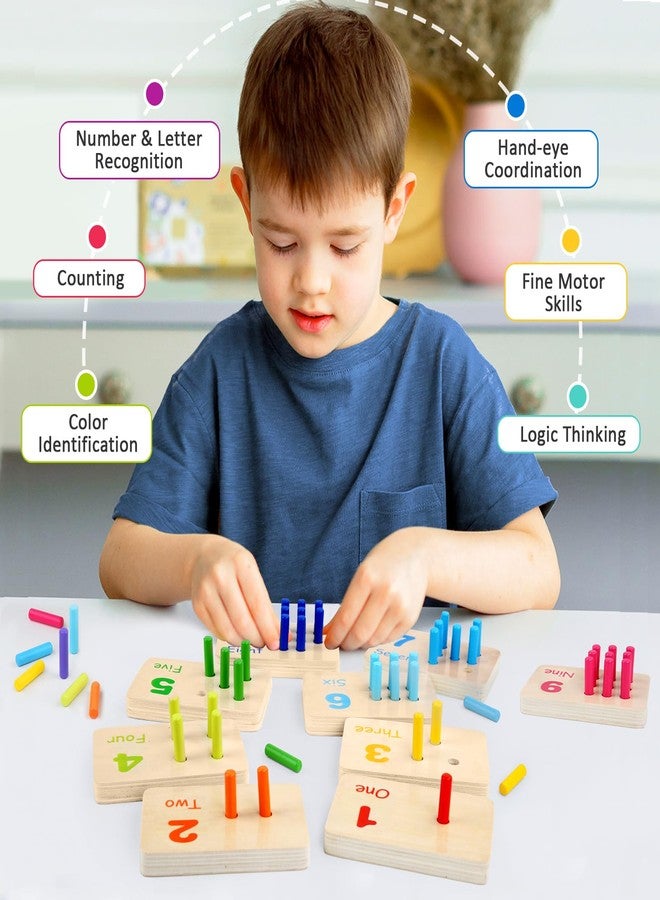 Gserin Wooden Counting Numbers Peg Board for Kids, Montessori Math Toy for Toddlers, Math Manipulatives Preschool Early Learning Educational Materials for Kids 3 4 5 6 7 - Image 3