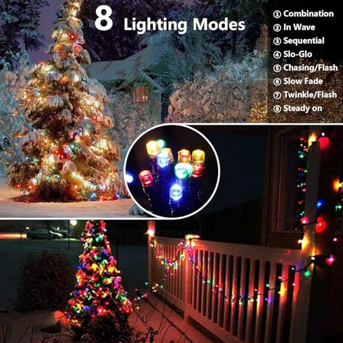 Joomer Solar Christmas Lights, 2 Pack Total 144 FT 400 LED 8 Modes Waterproof Solar String Lights Outdoor Auto ON/Off for Patio, Tree, Garden, Christmas Decorations (Multicolor) - Image 3