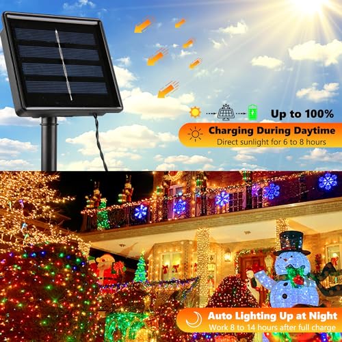 Joomer Solar Christmas Lights, 2 Pack Total 144 FT 400 LED 8 Modes Waterproof Solar String Lights Outdoor Auto ON/Off for Patio, Tree, Garden, Christmas Decorations (Multicolor) - Image 2