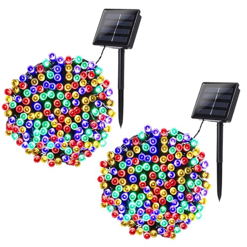 Joomer Solar Christmas Lights, 2 Pack Total 144 FT 400 LED 8 Modes Waterproof Solar String Lights Outdoor Auto ON/Off for Patio, Tree, Garden, Christmas Decorations (Multicolor) - Image 1