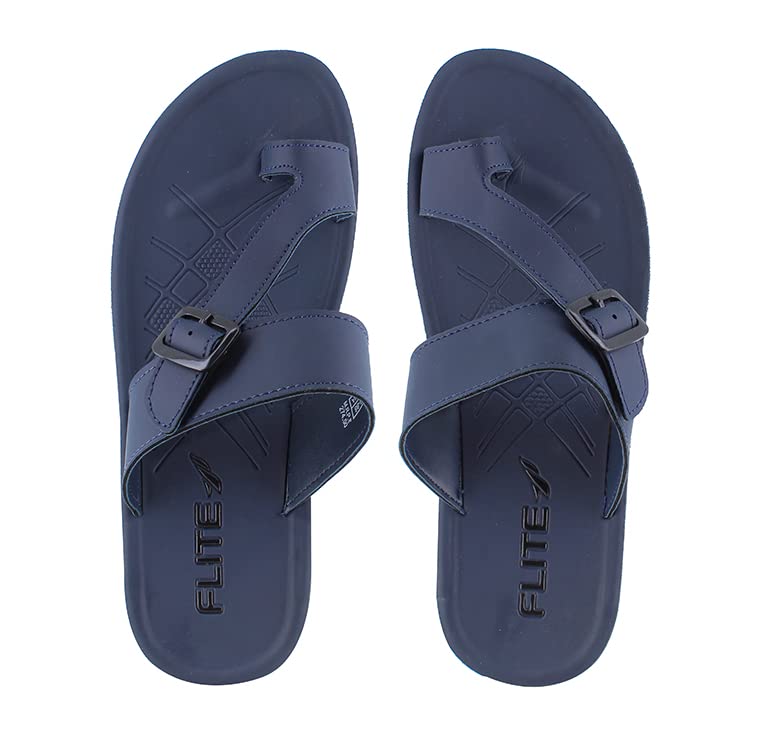 FLITE PU mens Pug086g Slippers/Men's Faux Leather Slipper - Flat Chappal cum Thong Sandal - For Daily Use Outdoor Indoor Formal Office Home Ethnic Casual Wear (Blue, numeric_8) - Image 4
