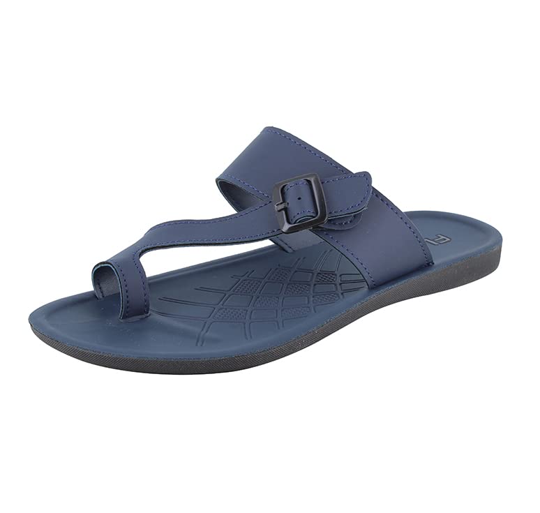 FLITE PU mens Pug086g Slippers/Men's Faux Leather Slipper - Flat Chappal cum Thong Sandal - For Daily Use Outdoor Indoor Formal Office Home Ethnic Casual Wear (Blue, numeric_8) - Image 1