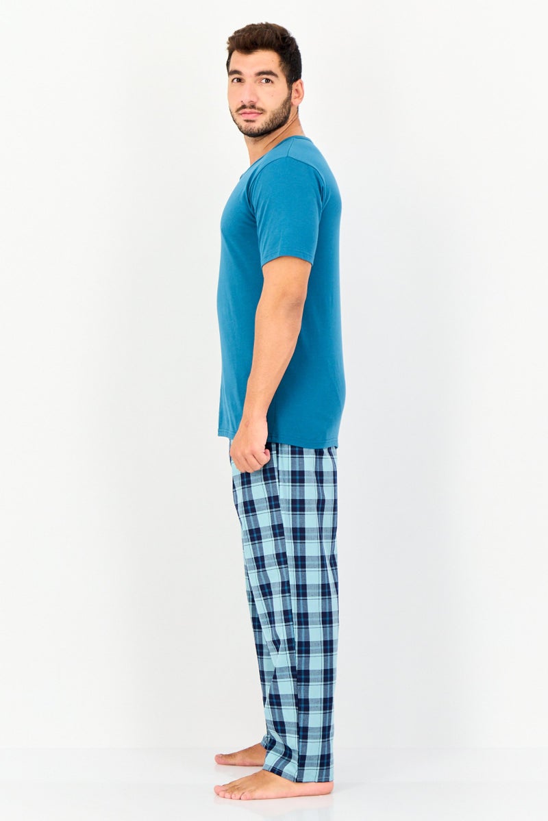 English Laundry Men 2 Pieces Short Sleeve Checkered Pajama Set, Multicolor - Image 4