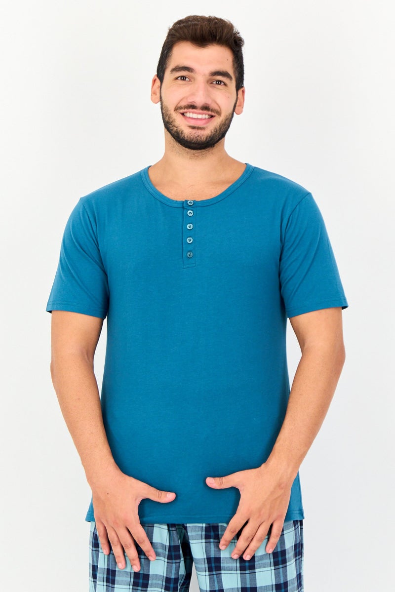 English Laundry Men 2 Pieces Short Sleeve Checkered Pajama Set, Multicolor - Image 2