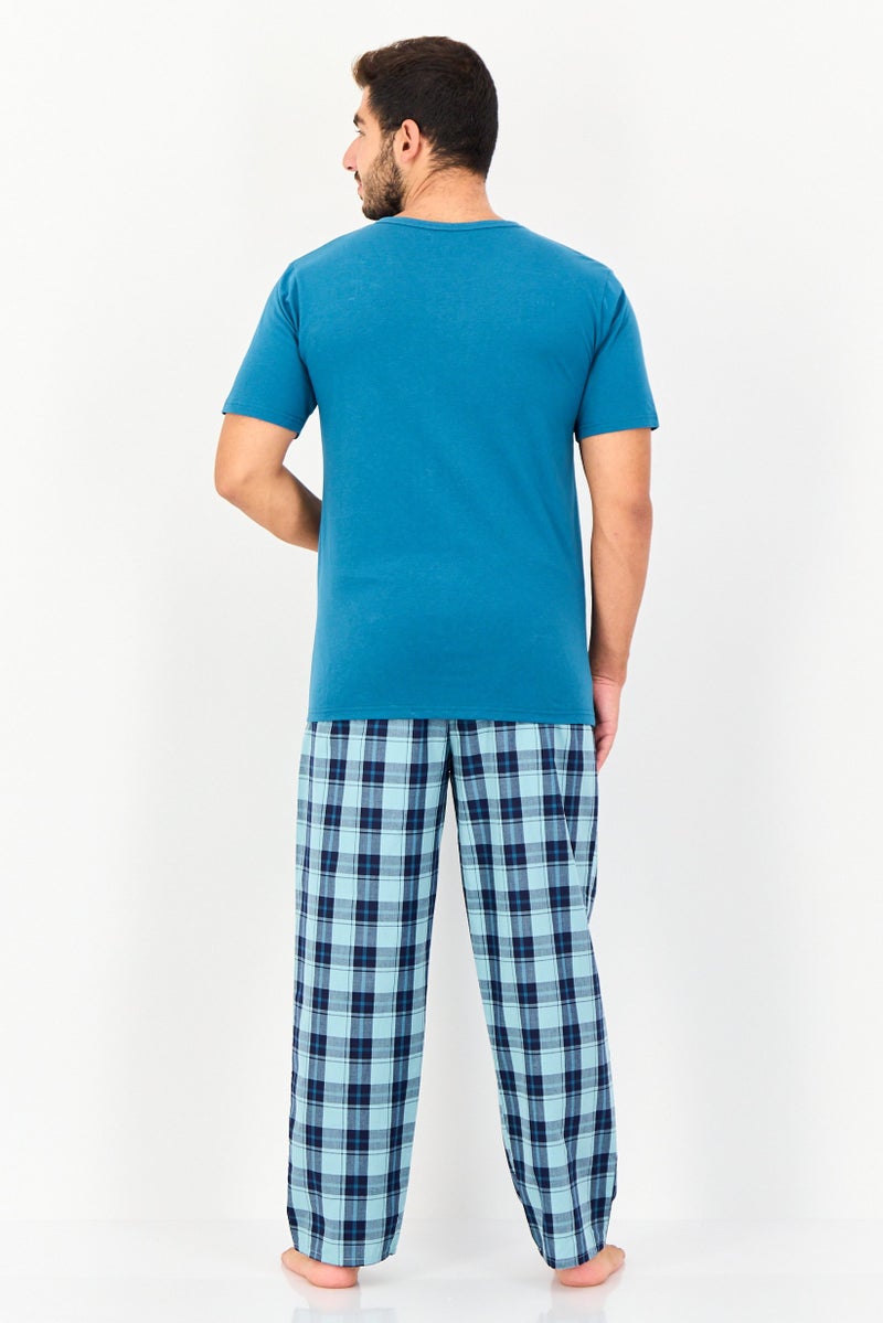 English Laundry Men 2 Pieces Short Sleeve Checkered Pajama Set, Multicolor - Image 3