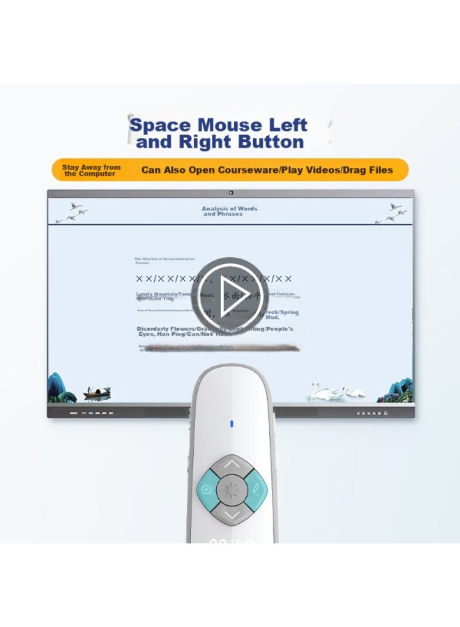 Asing A81 Dual Laser Ppt Page-turning Pen, Teacher's Led Lcd All-in Presentation Remote With Timer Reminder, Mouse-like Focus Zoom, 32gb Red Light Pearl White - Image 4