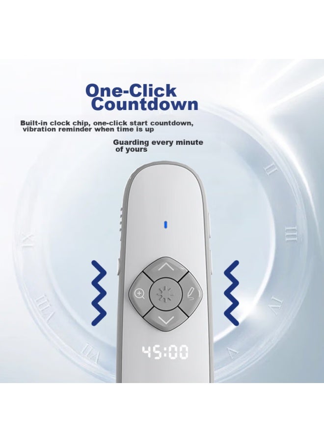 Asing A81 Dual Laser Ppt Page-turning Pen, Teacher's Led Lcd All-in Presentation Remote With Timer Reminder, Mouse-like Focus Zoom, 32gb Red Light Pearl White - Image 2