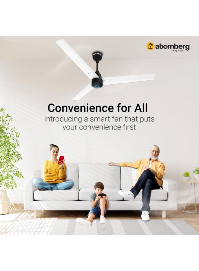 atomberg Renesa Smart 1200mm BLDC Ceiling Fan with IoT & Remote | Energy Efficient Ceiling Fan | Ceiling fan for Living Room | High Air Delivery with LED Indicators (White & Black) - Image 2