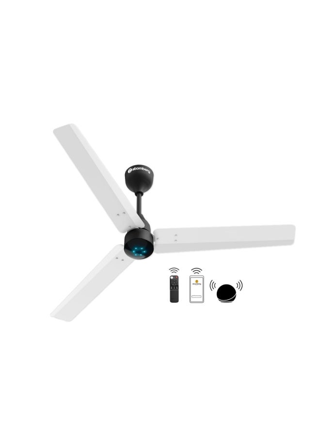 atomberg Renesa Smart 1200mm BLDC Ceiling Fan with IoT & Remote | Energy Efficient Ceiling Fan | Ceiling fan for Living Room | High Air Delivery with LED Indicators (White & Black) - Image 1