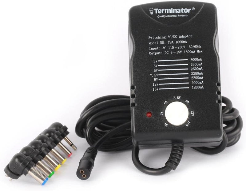 Terminator AC/DC Power Adaptor Regulated Switching 7 Way Output DC 3-15V - Image 2