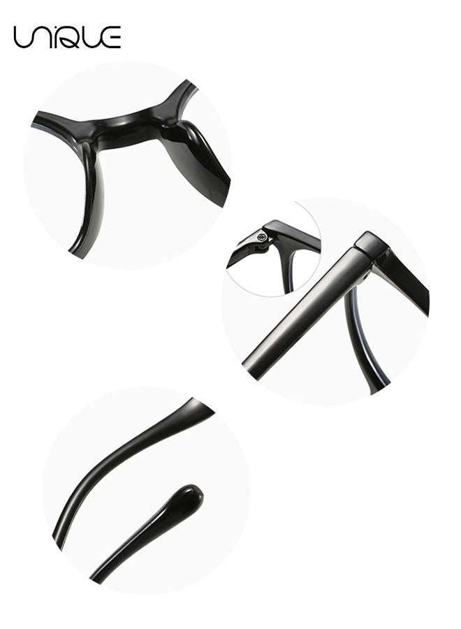 Unique Glasses - Blue Light Blocking Glasses - Pearl Temples - Non-Myopic Glasses - Women's Men's Computer Reading/Gaming/TV/Mobile Phone Glasses - Anti-Eye Fatigue (Black) - Image 3