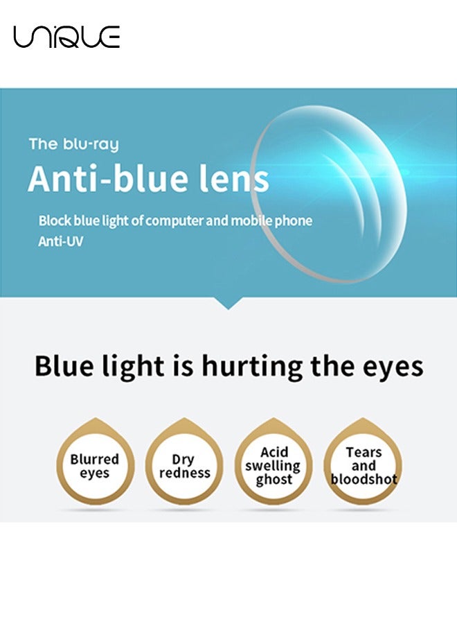 Unique Glasses - Blue Light Blocking Glasses - Pearl Temples - Non-Myopic Glasses - Women's Men's Computer Reading/Gaming/TV/Mobile Phone Glasses - Anti-Eye Fatigue (Black) - Image 4