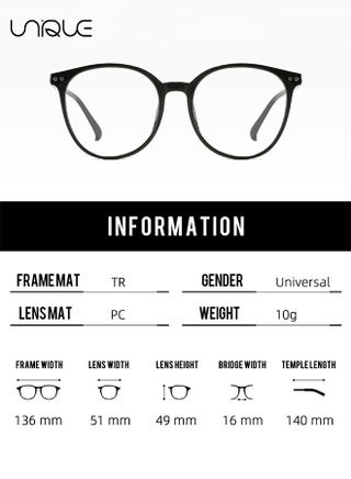 Glasses - Blue Light Blocking Glasses - Pearl Temples - Non-Myopic Glasses - Women's Men's Computer Reading/Gaming/TV/Mobile Phone Glasses - Anti-Eye Fatigue (Black) - view 2