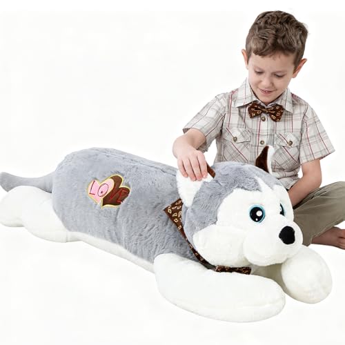 Dalmao 32 inch Dog Stuffed Animals Big Husky Dog Plush Toys Kawaii Soft Puppy Plushies Large Pillow Gift for Kids Boys and Girls Birthday - Image 1