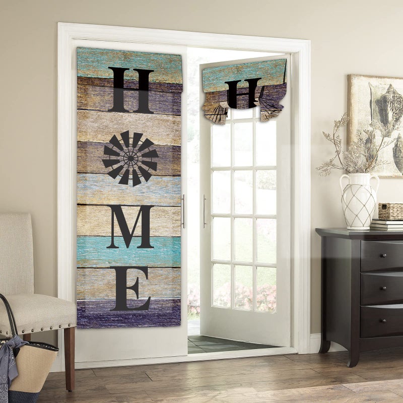 Bemigo Door Curtains For Door Windows Vintage Wooden Door Window Curtains For French Glass Door Privacy Thermal Insulated Tie Up Door Shades Farmhouse Colorful Door Curtains 26 X 70 Inch - Image 1