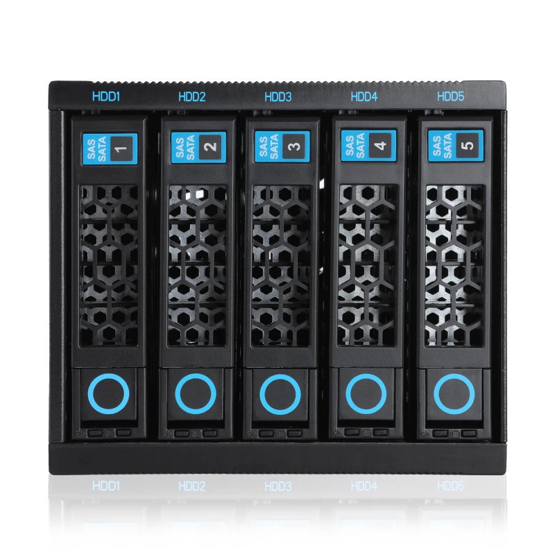 rackchoice حاوية القرص الصلب الداخلية RackChoice 5x2.5"/3.5" SATA/SAS قاعدة القرص الصلب 6 جيجابت في الثانية قابلة للتبديل في 3x 5.25" خارجي متوافقة مع جميع أنواع الرفوف - Image 2