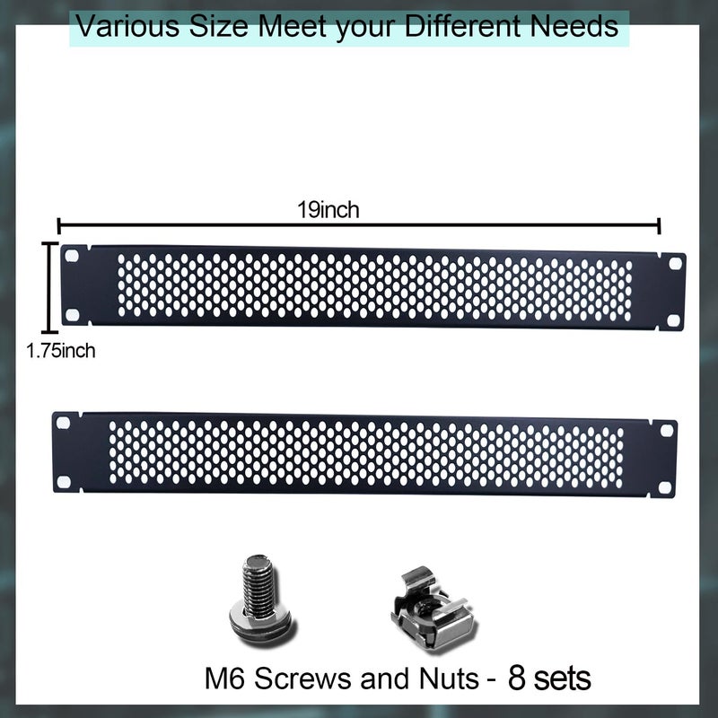 Suprwin 1U Blank Rack Mount Panel, 19 Inch Disassembled Cable Management Panel Spacer W/Brush for Server Network Rack Enclosure Cabinet (2pcs-Venting) - Image 2