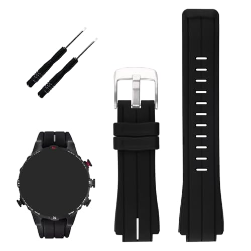 XIW Compatible for Timex T2N720 T2N721 T2N739 TW2T76500 TW2T76300 TW2T76400 24mm x16mm Rubber Watch Band Replacement for men Silicone Wirstband Strap women Bracelet, White Line S - Image 1