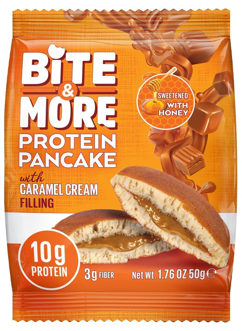 Bite & More Protein Pancake Caramel Cream filling 50 g Box of 12  - Image 2
