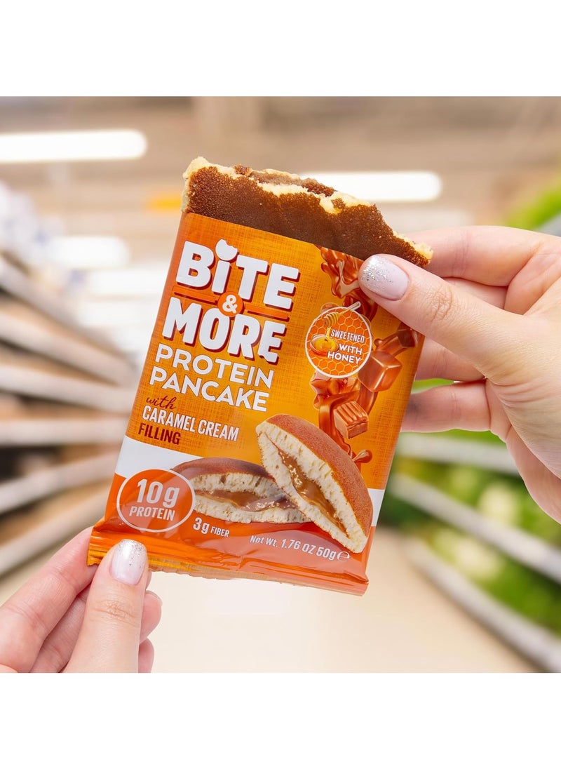 Bite & More Protein Pancake Caramel Cream filling 50 g Box of 12  - Image 4