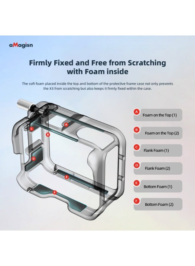 aMagisn إطار حماية معدني لـ Insta360 GO3S – تركيب أفقي/عمودي، غطاء سيليكون للعدسة، منافذ حذاء بارد، دعم فتح الشاشة، متوافق مع قاعدة التثبيت السريع - Image 5