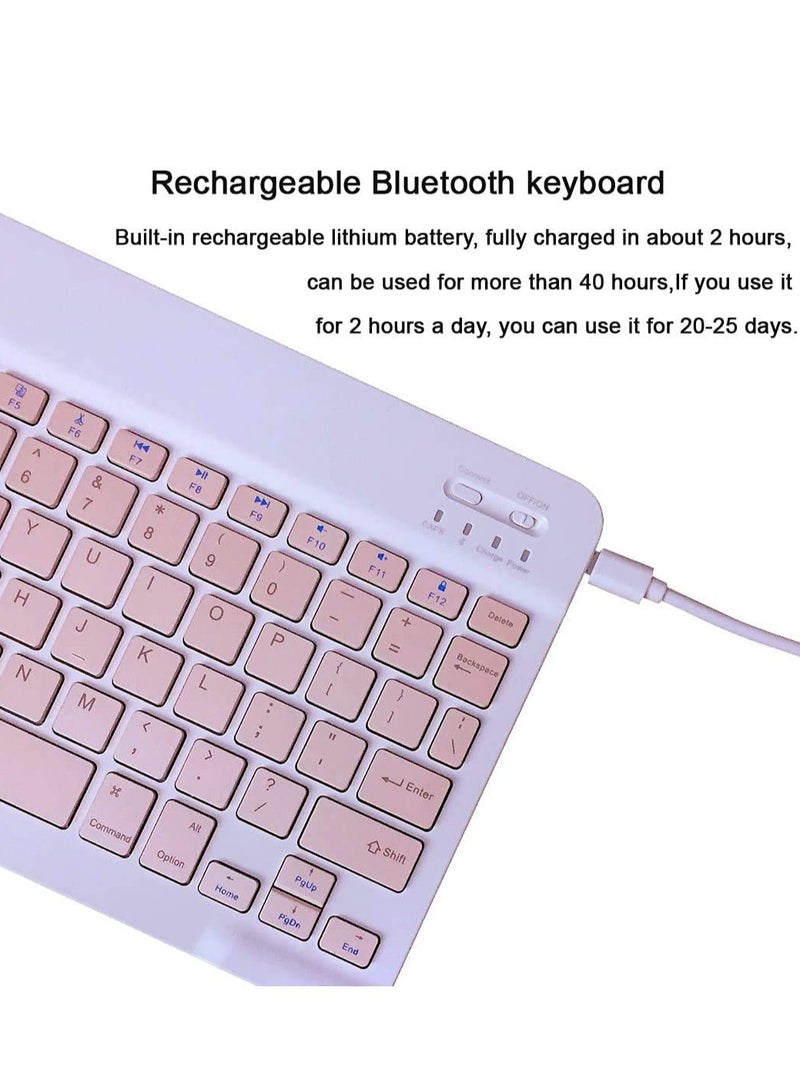 DUSALA Rechargeable Bluetooth Keyboard and Mouse Combo Ultra-Slim Portable Compact Wireless Mouse Keyboard Set for Android Windows Tablet Cell Phone iPhone iPad Pro Air Mini, iPad OS/iOS 13 and Above (Pink) - Image 4