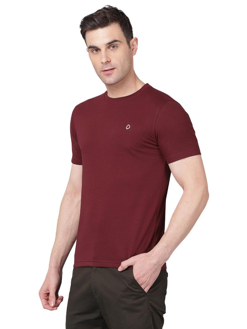 Dollar Super Combed Cotton Mens Solid T-Shirt Maroon - Image 3