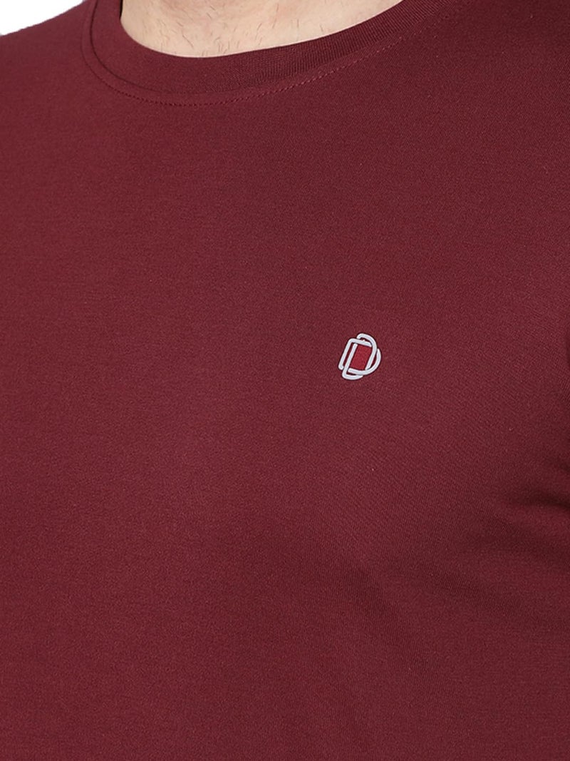 Dollar Super Combed Cotton Mens Solid T-Shirt Maroon - Image 4