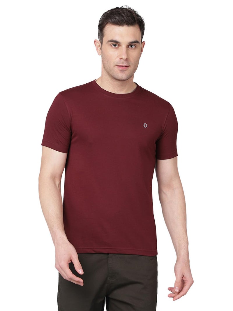 Dollar Super Combed Cotton Mens Solid T-Shirt Maroon - Image 1