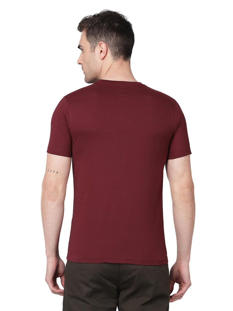 Dollar Super Combed Cotton Mens Solid T-Shirt Maroon - Image 2