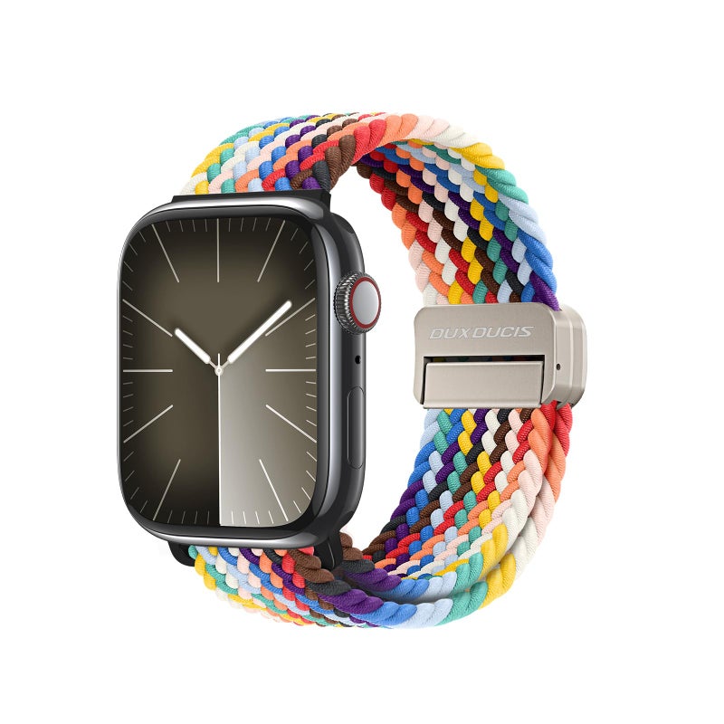 DUX DUCIS Mixture Pro Nylon Woven Strap Compatible with Apple Watch 42mm/44mm/45mm/49mm – Highly Elastic Rainbow Sport Replacement Band - Image 2