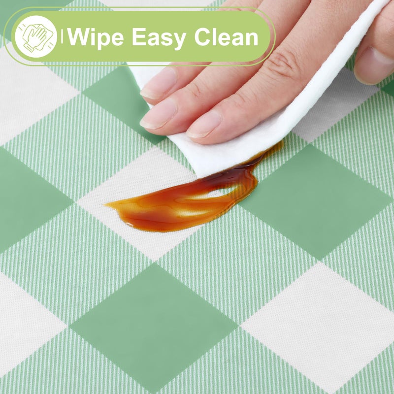 Smiry Rectangle Table Cloth, Waterproof Vinyl Tablecloths with Flannel Backing, Wipeable Buffalo Plaid Table Cover for Indoor and Outdoor (Sage Green & White, 60"x84") - Image 3