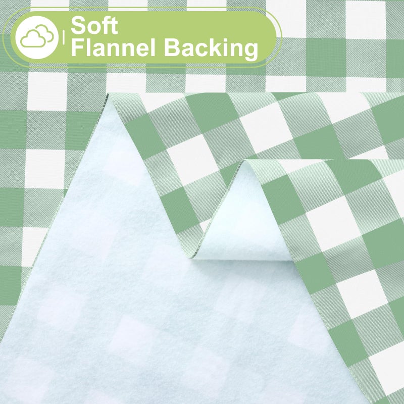 Smiry Rectangle Table Cloth, Waterproof Vinyl Tablecloths with Flannel Backing, Wipeable Buffalo Plaid Table Cover for Indoor and Outdoor (Sage Green & White, 60"x84") - Image 4
