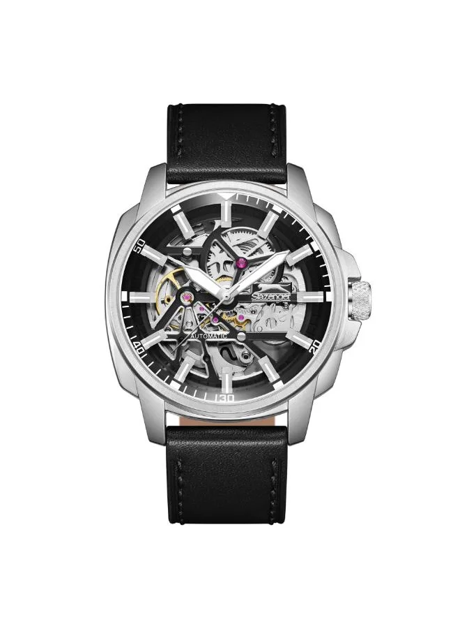 Slazenger SLAZENGER SL.9.2409.1.02 Men's Automatic  Display Watch & Leather Strap Black