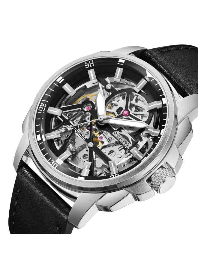 Slazenger Men's Automatic  Display Watch With Black Leather Strap - SL.9.2409.1.02