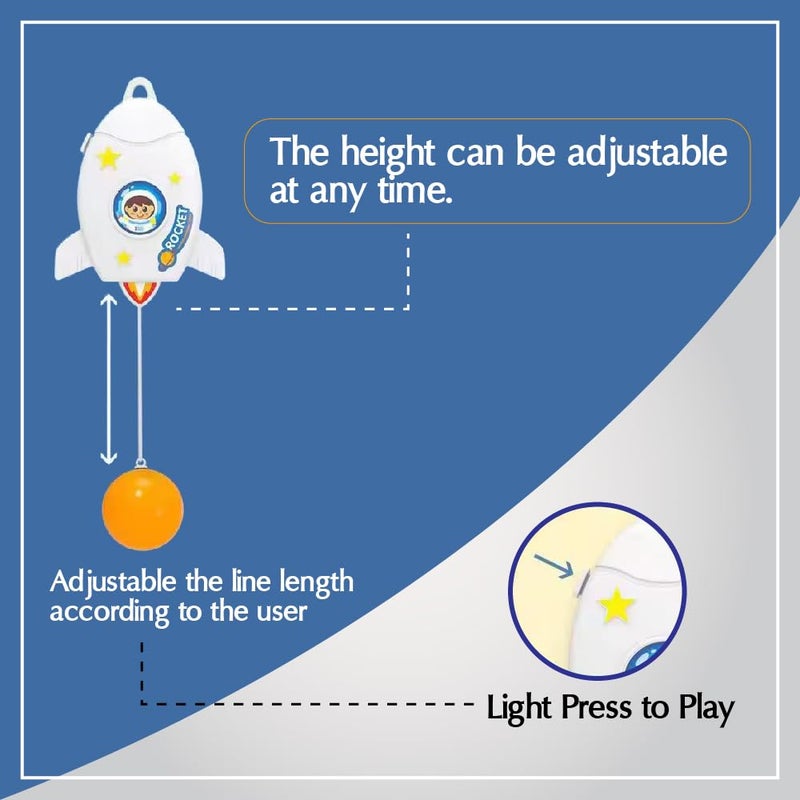 Braintastic Ping Pong Hanging Table Tennis Self Trainer Indoor & Outdoor Gaming Set with 2 Hanging Balls,2 Rackets &1 Electric Shaft Suitable for All Age Group (Space Sports) - Image 5