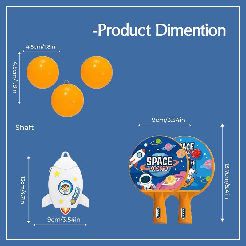 Braintastic Ping Pong Hanging Table Tennis Self Trainer Indoor & Outdoor Gaming Set with 2 Hanging Balls,2 Rackets &1 Electric Shaft Suitable for All Age Group (Space Sports) - Image 3