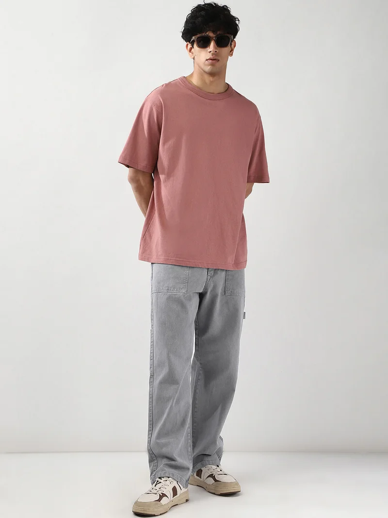 Urbano Fashion  Urbano Fashion Men's Ice Grey Loose Fit Cargo Carpenter Jeans With 6 Pockets Non-Stretchable  | Best Price UAE