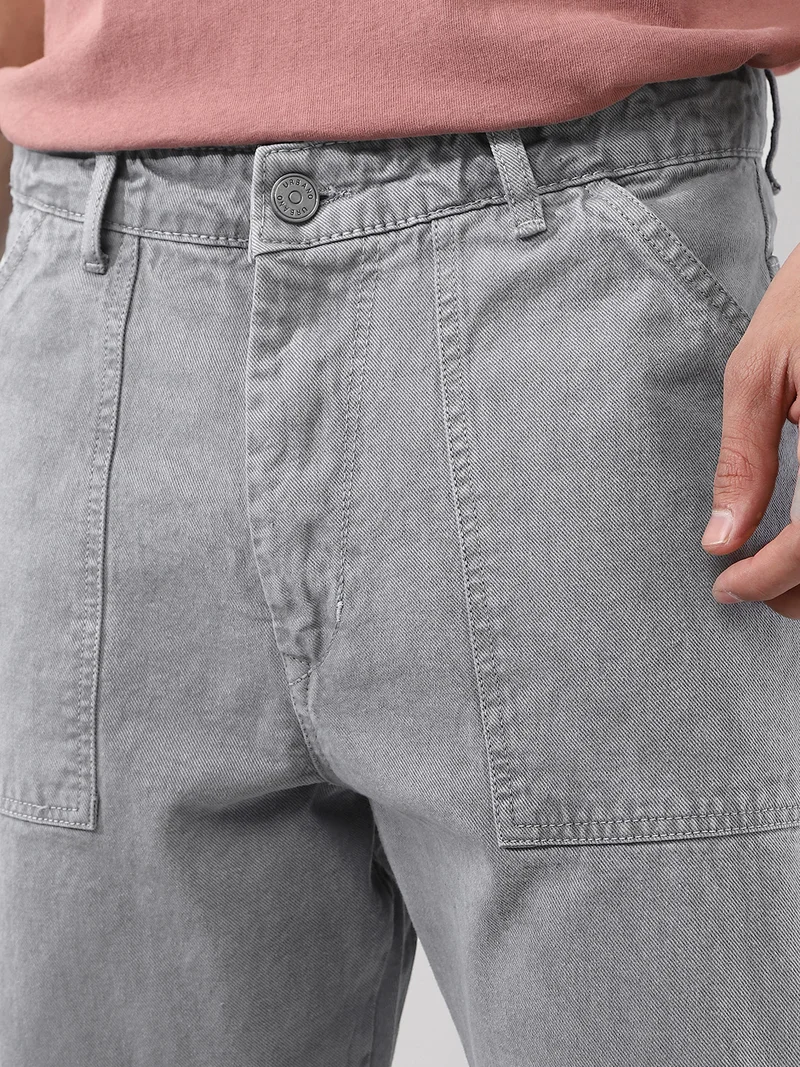 Urbano Fashion  Urbano Fashion Men's Ice Grey Loose Fit Cargo Carpenter Jeans With 6 Pockets Non-Stretchable  | Best Price UAE