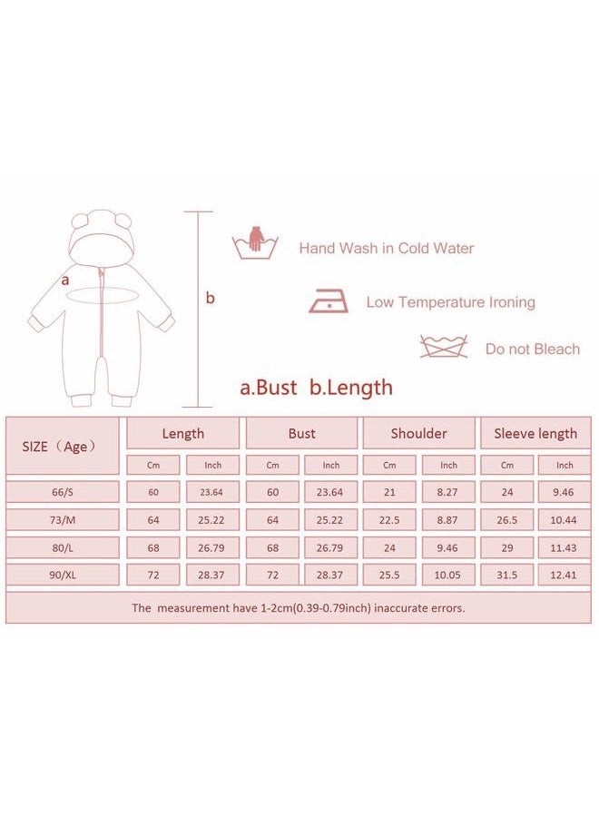 Happy Cherry Hooded Puffer Jacket for Baby Girls Boys Warm Jumpsuit Winter Snowsuit Long Sleeve Down Coat Romper Padded Onesie 18-24 Months Pink - Image 2
