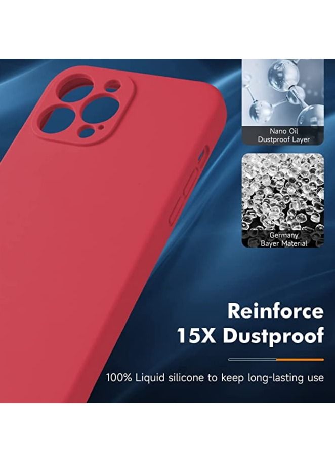 iPhone 14 Pro + 2 Pack Tempered Glass Screen Protector Magsafe Case Silicone Phone Case with Microfiber Lining for iPhone 14 Pro 6.1 inch 2022,Red - Image 4