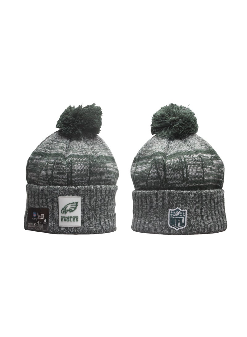 New Era Philadelphia Eagles NFL Knit Beanie Hat with Pom - Gray & Green