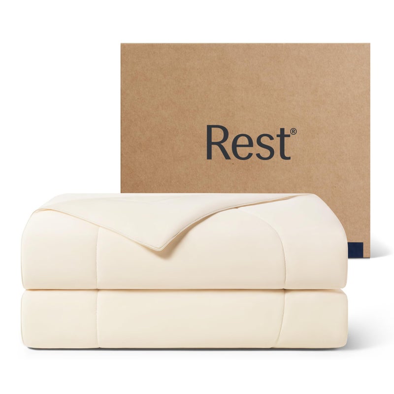 RESTÂ® EvercoolÂ® Cooling Comforter, Twin/Twin XL, Blanket for Hot Sleepers, All Season Bedding to Keep Cool for Night Sweats, Breathable Lightweight Blanket, 68"x90" Inches, Snow Ivory - Image 1