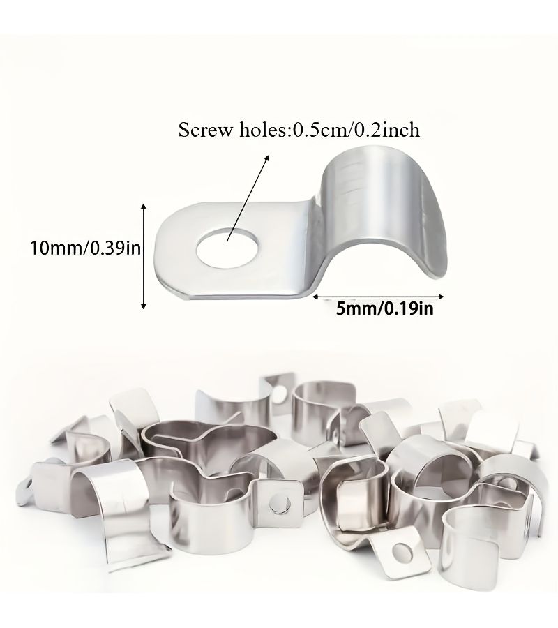 60 Pcs 304 Stainless Steel Cable Clips Heavy Duty Wire Management Horse Shoe Style Single Hole Fasteners - Image 3