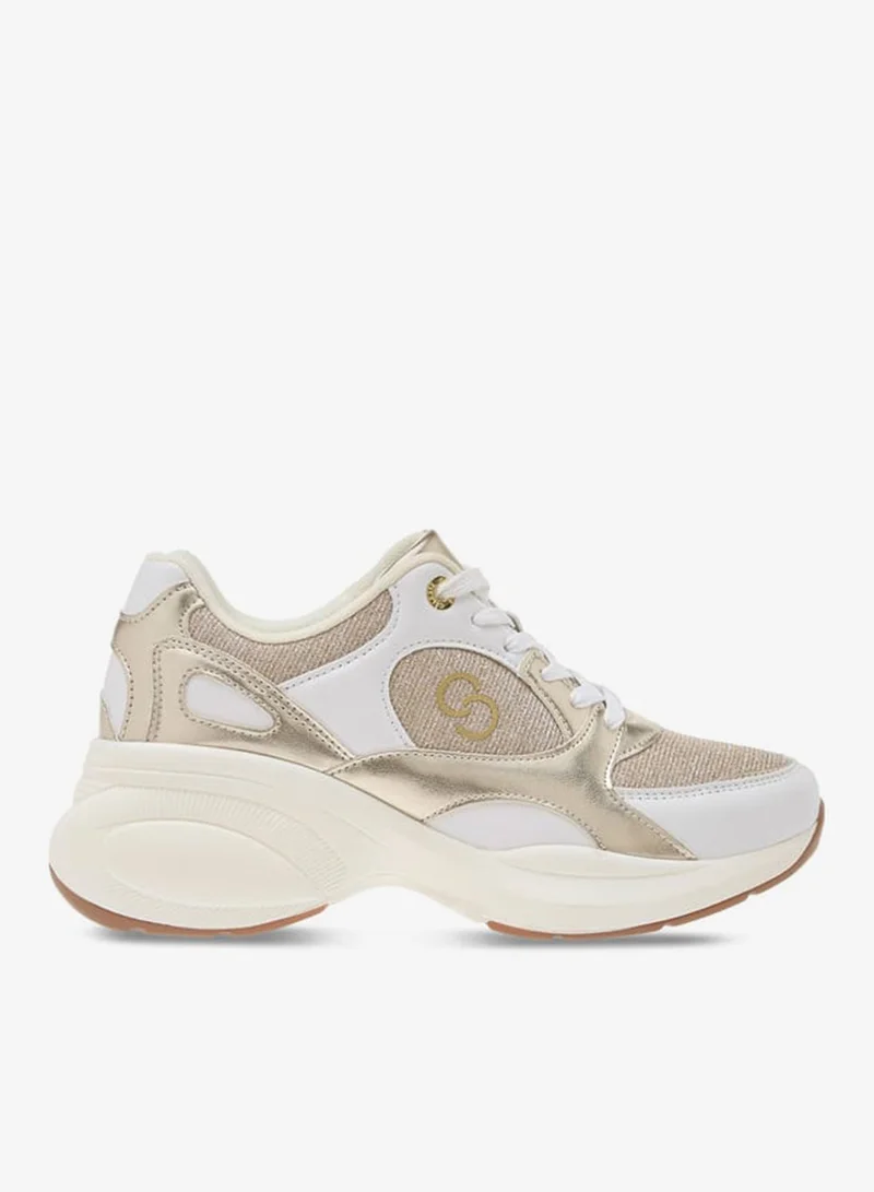 Women's Monogram Print Sneakers with Lace-Up Closure