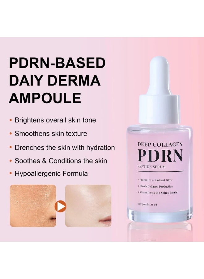 CKTUING Deep Collagen Pink Peptides Serum – PDRN Salmon DNA Brightening Booster for Glass Skin – Anti-Aging, Whitening, Dark Circle Care, Hydrating Glow Serum with Hyaluronic Acid, Vitamin C & Niacinamide – 1 oz (30ml) - Image 4