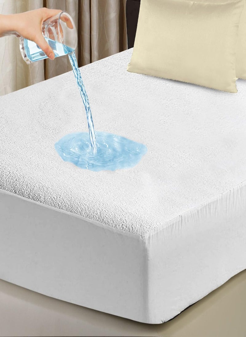 Blueberry Waterproof Terry Towel Mattress Protector Ultra-Soft Mattress Cover 100x200+20cm - Image 1
